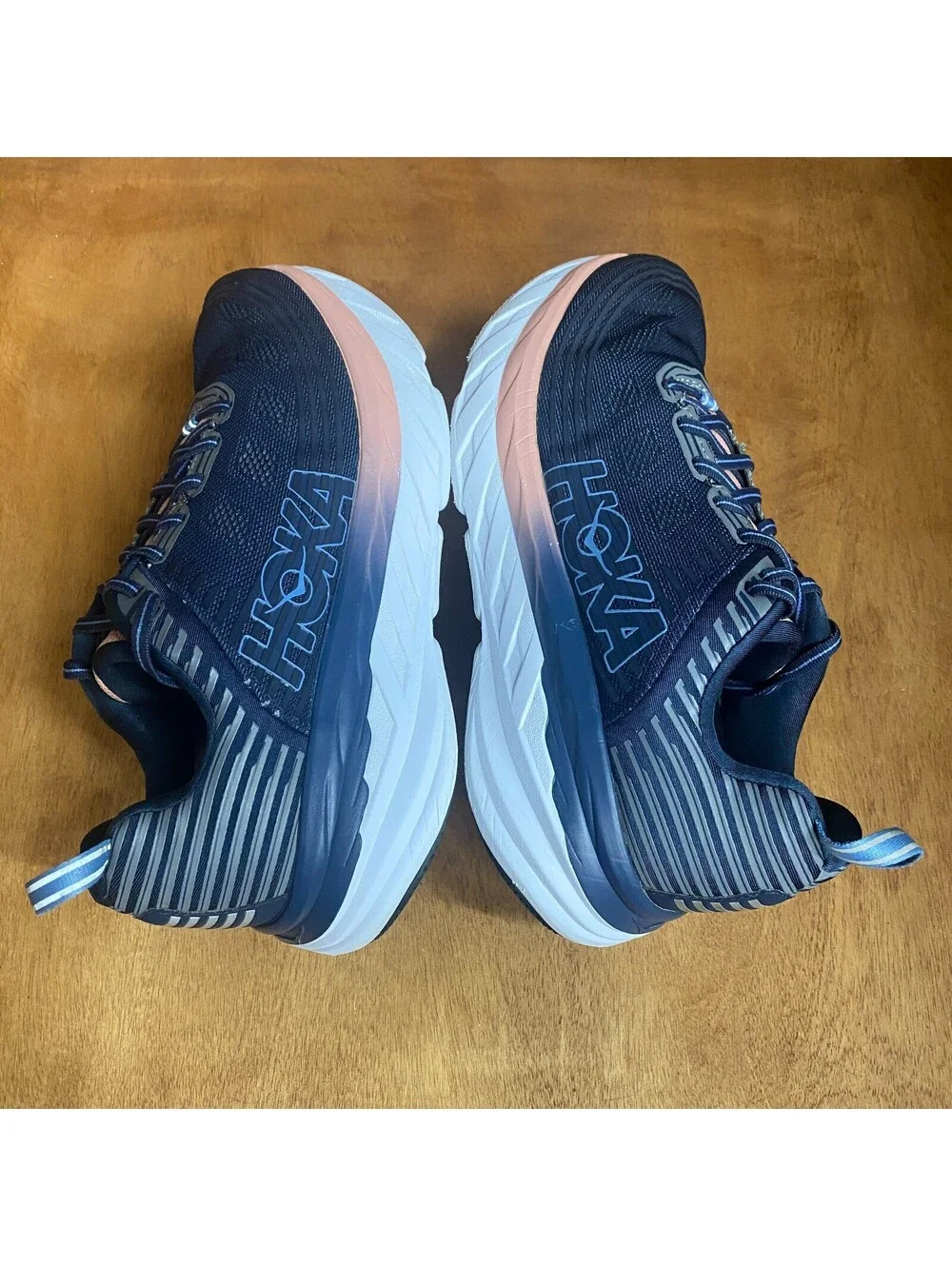Hoka One One Bondi 6 Wide Running Shoes Womens Size 9.5 D Blue 1019272 MIDP
